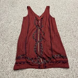 Free People Diamonds and Snakes Shift Mini Dress M Boho Embroidered Beaded